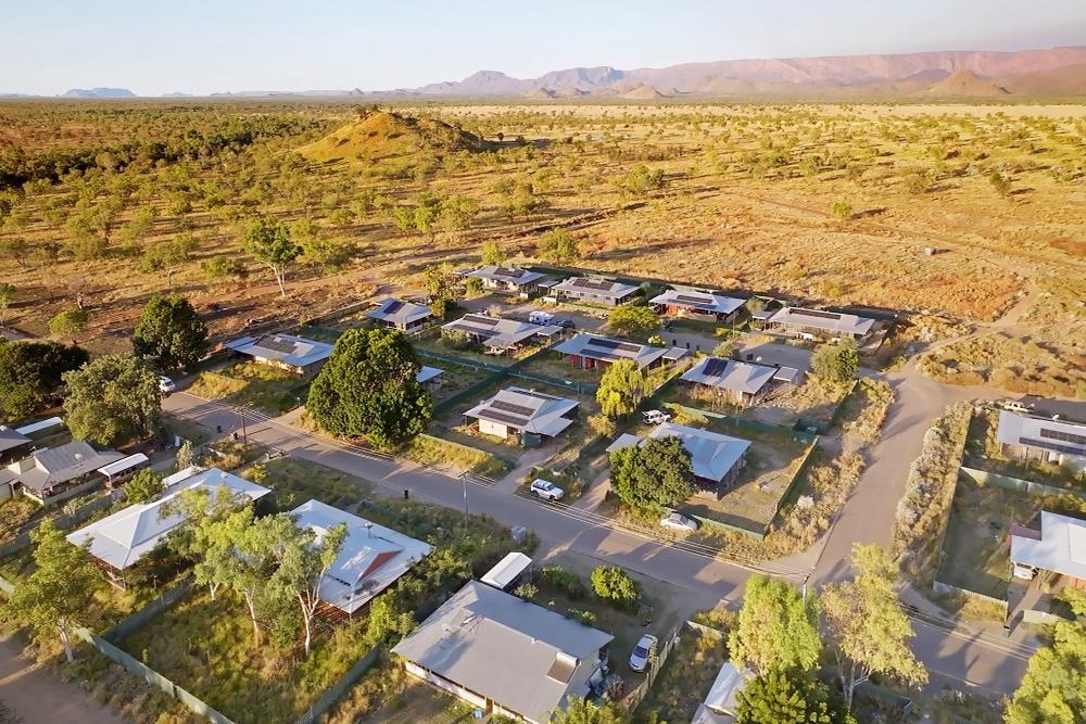 Warmun community birds eye view of solar panels on roofs